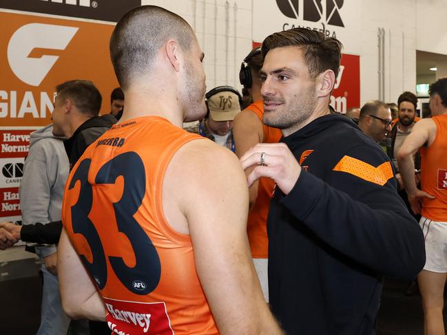 Stephen Coniglio was a relieved man after the Giants kept their season alive after missing the win over St Kilda. Picture: Phil Hillyard