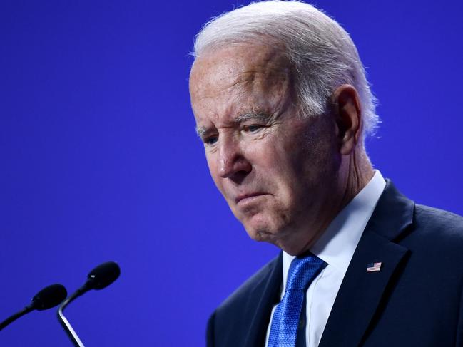 US President Joe Biden addresses a press conference at the COP26 UN Climate Change Conference in Glasgow. Picture: AFP