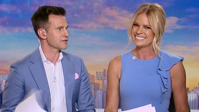 Sonia Kruger announced her departure from Today with co-host David Campbell watching on. Picture: Today Extra