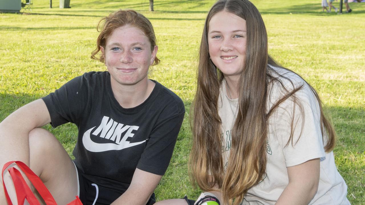 Tasha Hall and Charlotte Hunt. Triple M Mayoral Carols by Candlelight. Sunday, December 11, 2022. Picture: Nev Madsen.