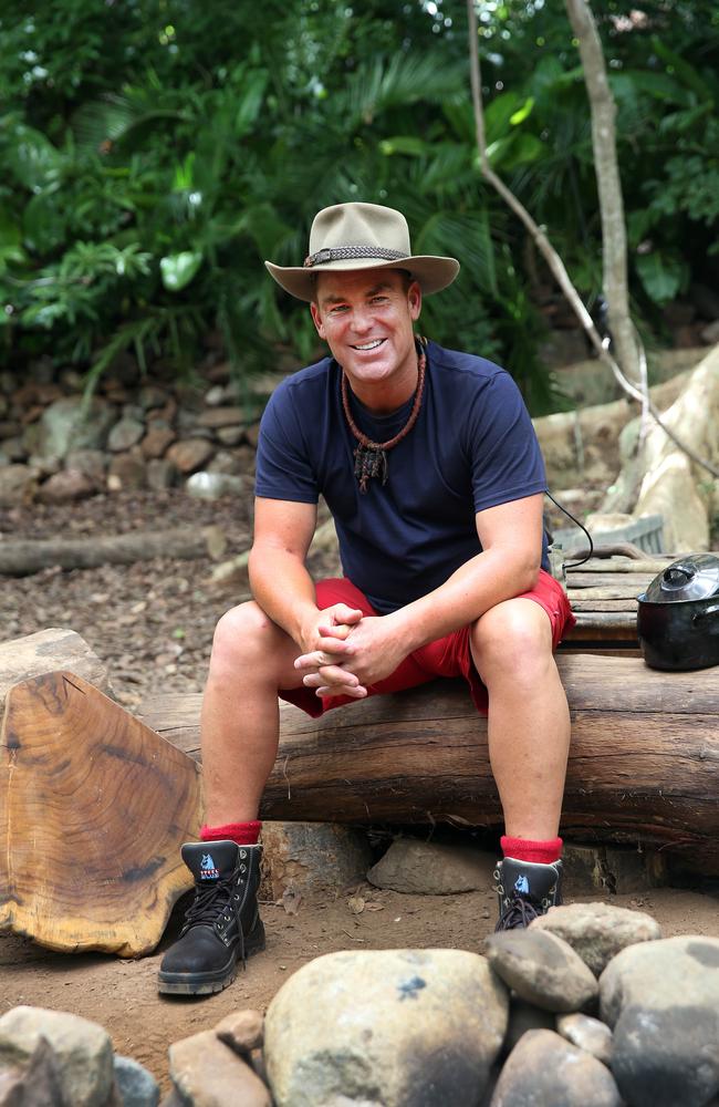 Campfire confessional: Warnie admits he had something of a love rival in Hugh Grant. Picture: Nigel Wright / Channel Ten