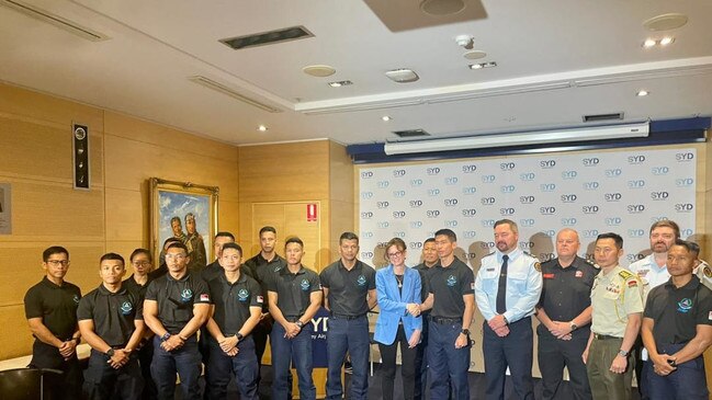 Singaporean flood rescue crews arrive in NSW. Picture: Fire and Rescue NSW