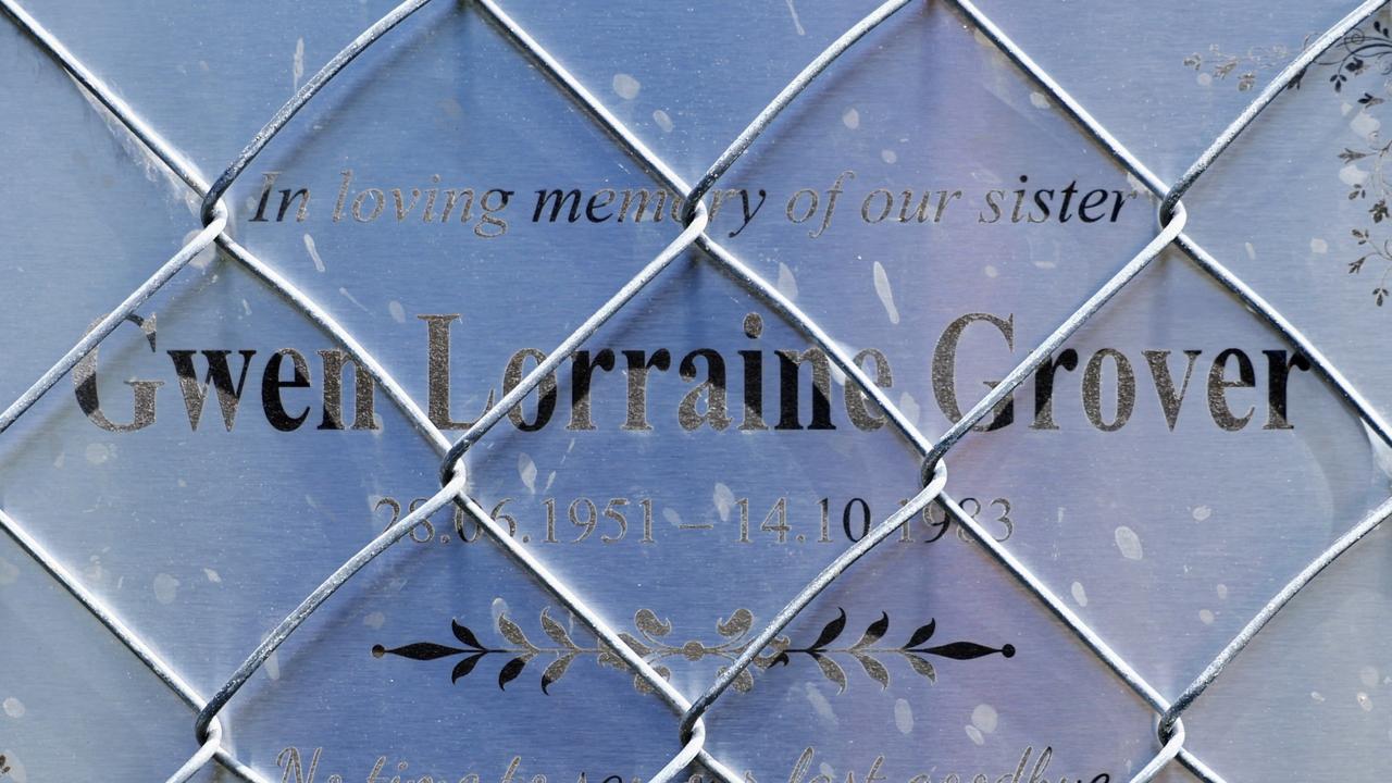 A plaque commemorating Gwen Lorraine Grover is displayed on the perimeter fence of the Cairns Hockey fields on Lake Street. Picture: Brendan Radke