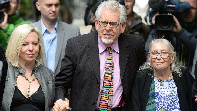 Rolf Harris with daughter Bindi (left) and wife Alwen at Southwark Crown Court. Picture: Anthony Devlin/PA Images/Getty Images