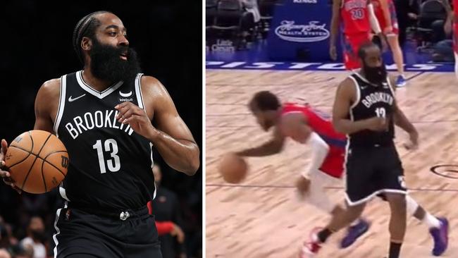 It doesn't look like Harden could believe it either. Photo: Getty Images and Twitter