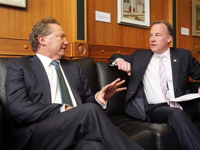 Left to right, Twiggy Forrest with Tasmanian Premier, Will Hodgman