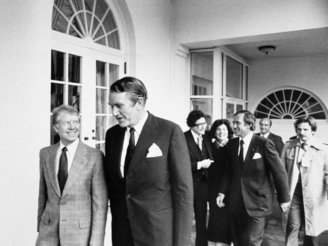 Jimmy Carter and Malcolm Fraser at the White House in 1980.