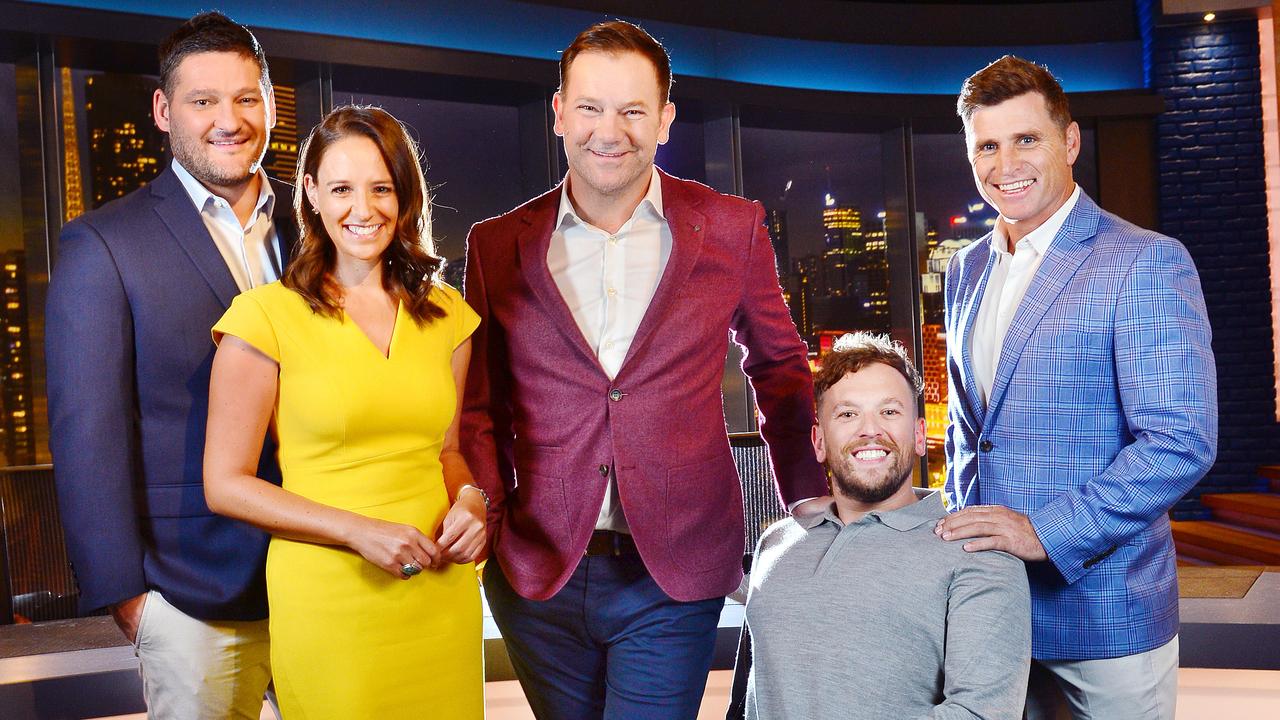 The hosts of Channel 9’s new-look version of The Footy Show. Picture: Nicki Connolly