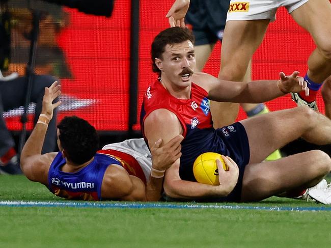 Charlie Cameron avoided suspension for a tackle on Jake Lever last year. Picture: Getty Images