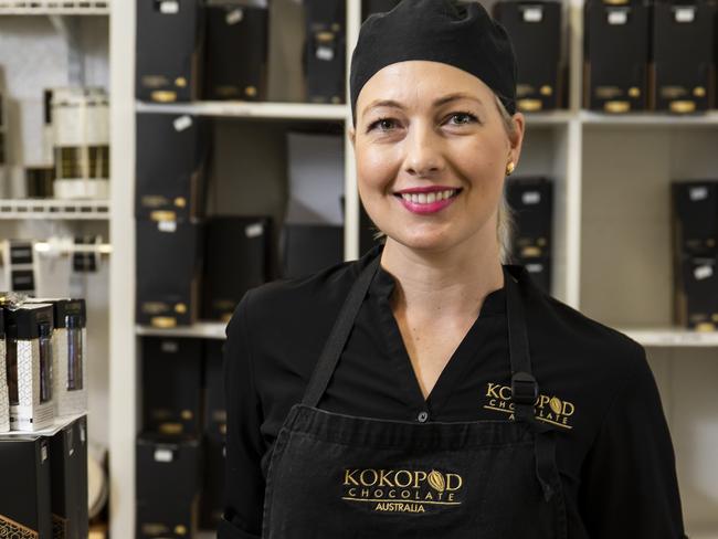 QBM - Bridgid Woolnough at the Kokopod factory at Buderim - for QBM. Pic Mark Cranitch.