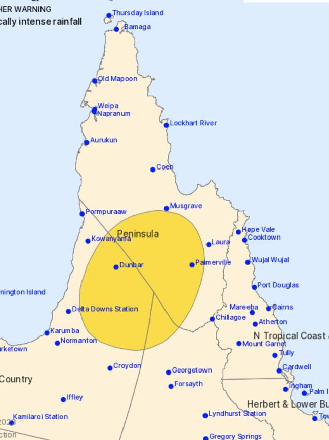 BOM warns intense rainfall will hit parts of North Queensland on Saturday. Picture: BOM