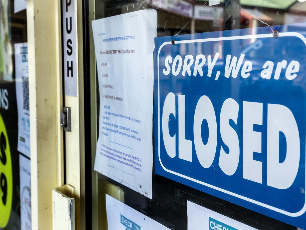 Closed businesses in the Mitchell Shire during lockdown. Picture: David Geraghty/NCA NewsWire