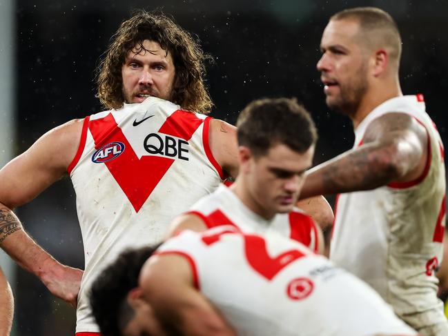 Sydney has been without players like Tom Hickey and Buddy Franklin for key stretches of the season. Picture: Dylan Burns/AFL Photos via Getty Images