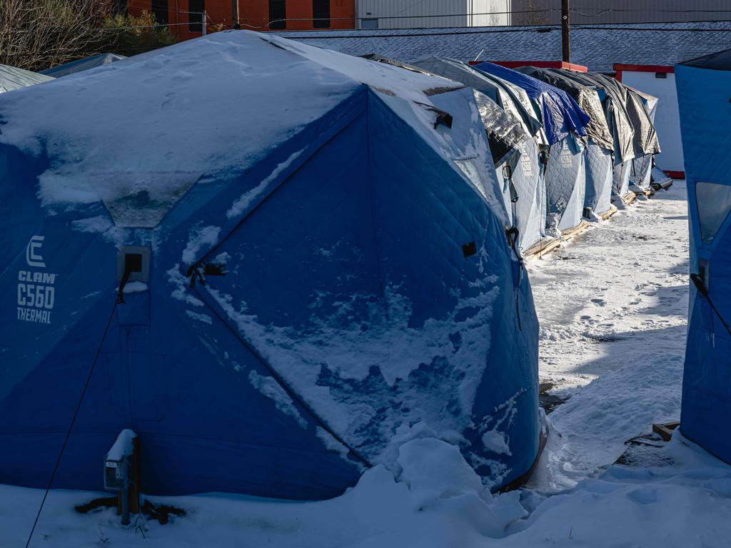 A row of tents is seen at The Hope Village, a secure tent encampment established for homeless people, on Christmas Eve in Louisville, Kentucky. Picture: Getty Images via AFP