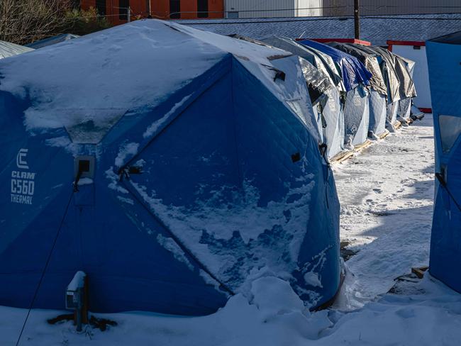 A row of tents is seen at The Hope Village, a secure tent encampment established for homeless people, on Christmas Eve in Louisville, Kentucky. Picture: Getty Images via AFP