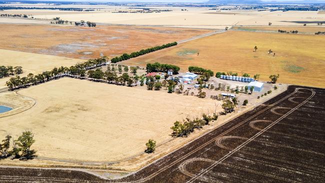 An aerial view of the Johns family farm in Dooen near Horsham. Picture: Aaron Francis / The Australian