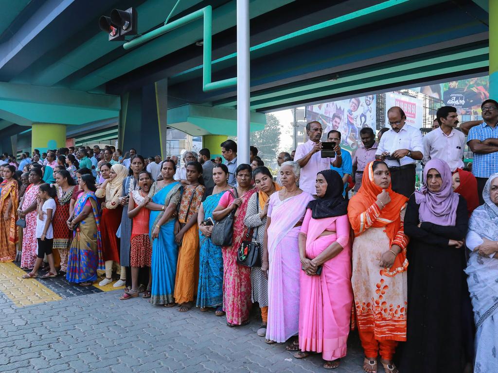 Indian in a "women's wall" protest in Kochi in southern Kerala state. Picture: AFP