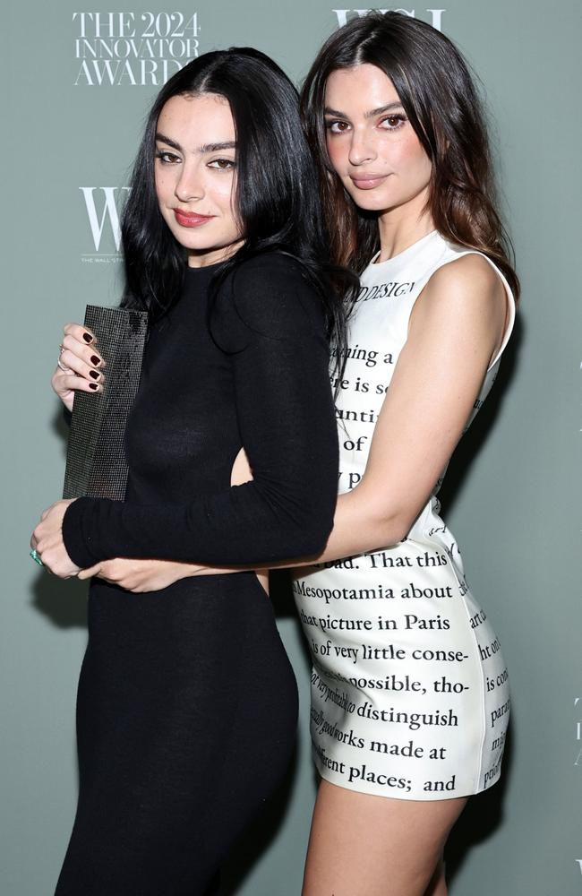 Charli XCX and Emily Ratajkowski attend the WSJ. Magazine 2024 Innovator Awards in New York. Picture: Jamie McCarthy/Getty