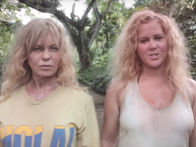 Amy Schumer, pictured with Goldie Hawn, has been nominated for a Grammy, but not for her spoof of Beyonce’s Formation.  Picture: Youtube.