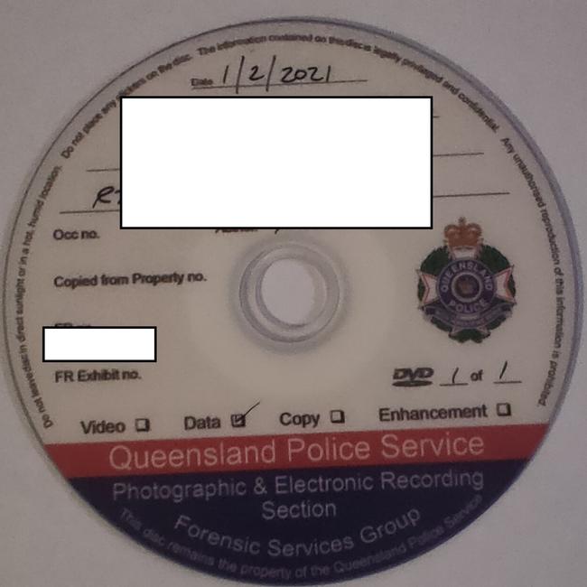 A DVD obtained by Ian Paterson under Freedom of Information laws allegedly showing an incident between he and Member For Gladstone Glenn Butcher's father Neville during voting in the 2020 Queensland election. The image has been altered to remove any Queensland Police information. Picture: Rodney Stevens