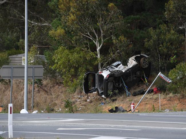 FATAL CAR ACCIDENT VICTOR HAROR ROAD. Two cars have been involved in a serious car accident on the intersection of Victor Harbor Rd and Hindmarsh Tiers Road, Victor Harbor on the 8t April, 2021. Picture: Tricia Watkinson