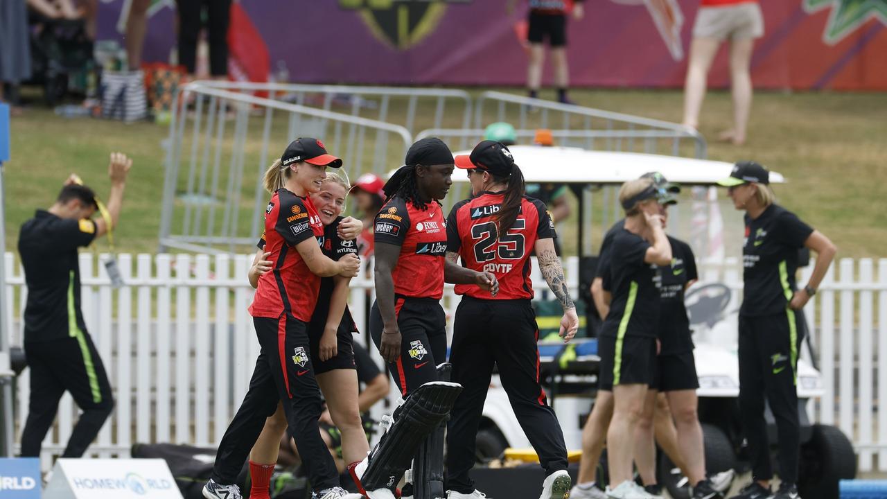 The Renegades celebrated after securing top spot on the WBBL ladder last week. Picture: Daniel Pockett / Getty Images