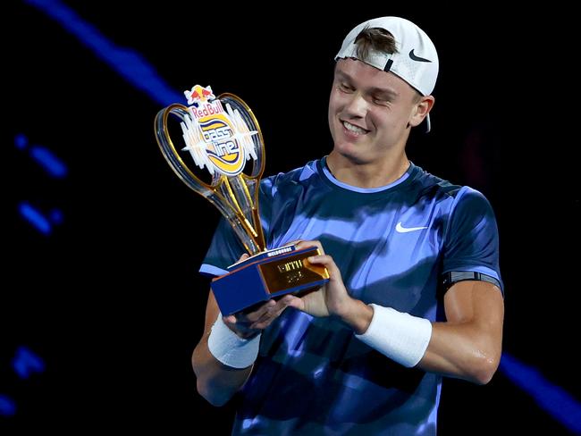 Holger Rune of Denmark won Melbourne’s first Red Bull Bassline tournament. Picture: Kelly Defina/Getty Images