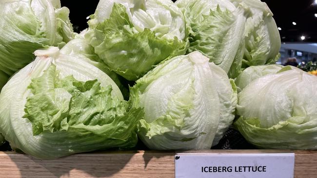 Iceberg lettuces are selling for $8.98 each at Henry's Mercato, Benton's Square Mornington on June 9, 2022.