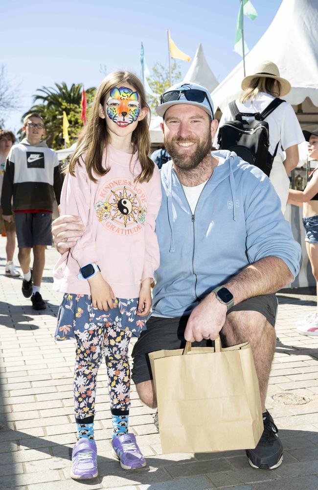 Chloe Harper, 6 and Matt Harper at CronullaFest at Cronulla on the 09/09/2023. Picture: Daily Telegraph/ Monique Harmer