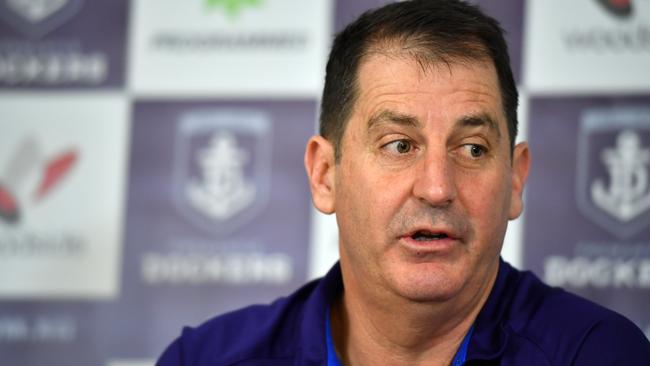 Coach Ross Lyon says he is constrained by what he can say about the Dockers’ workplace harassment case.