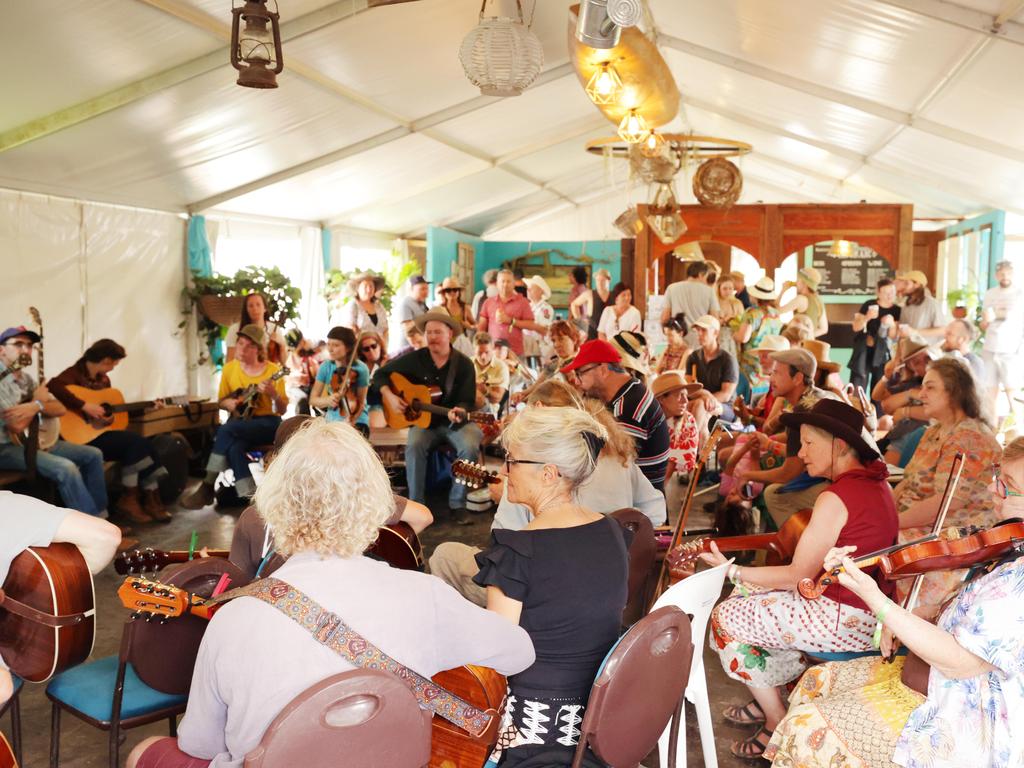 Jam Sessions in The Craic Bar on day one of the Woodford Folk Festival. Picture: Lachie Millard