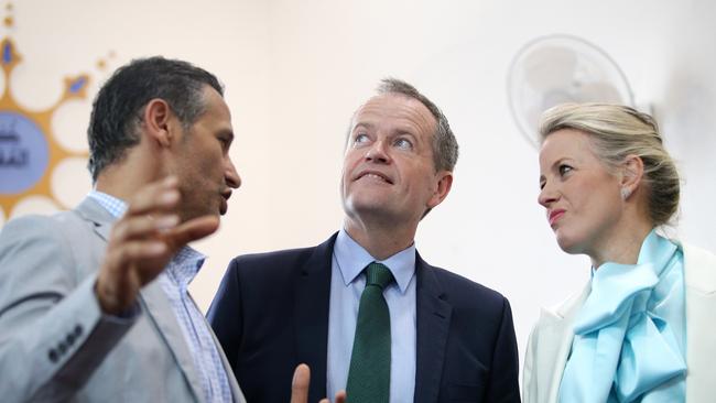 Samier Dandan and Bill Shorten with wife Chloe at Lakemba Mosque during an open day to the public in 2015.
