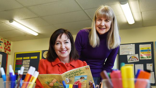 Education Minister Susan Close with one of her former teachers, Kathy Monks, from Blackwood Primary. Photo: Roger Wyman