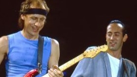 Jack Sonni and Mark Knopfler on stage. Picture: Supplied