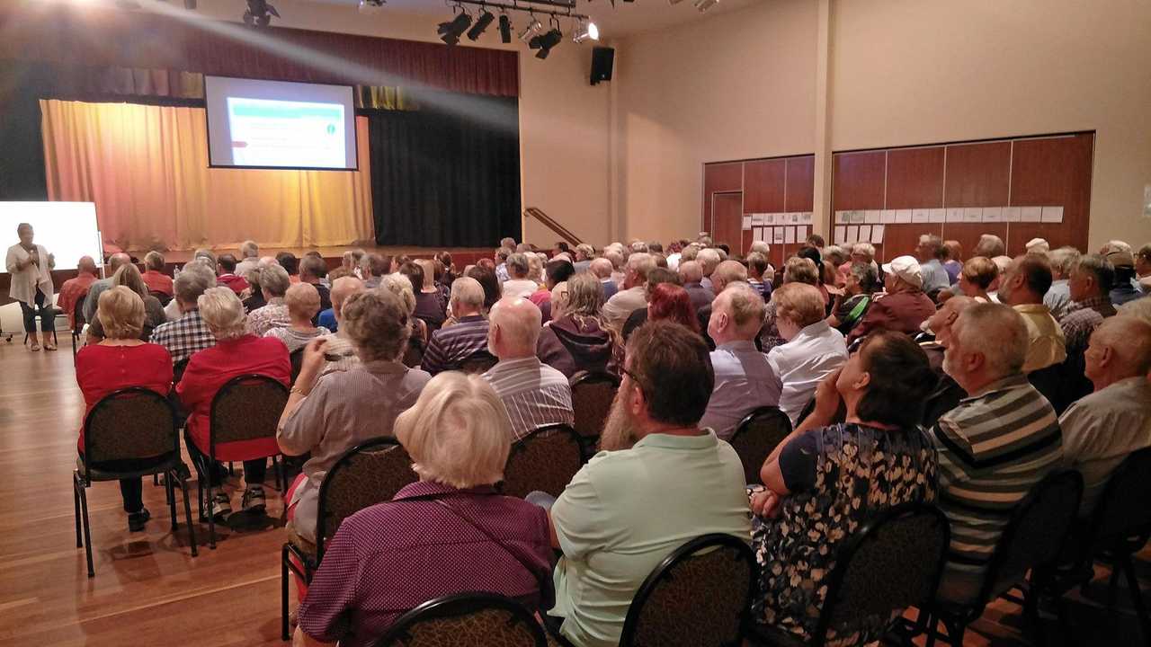 PROGRESS: About 300 people packed out a meeting in Crows Nest on April 17 to hear about the proposed service station and car wash . Picture: Contributed