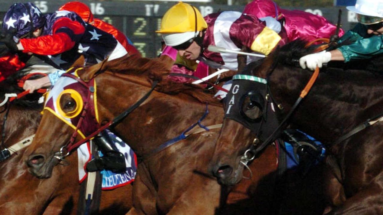 AUGUST 28, 2004 : Racehorse Doonan (C) winning Race 6, Golden Rose at Rosehill in Sydney, jockey Hugh Bowman, 28/08/04. Pic Jenny Evans. Turf A/CT