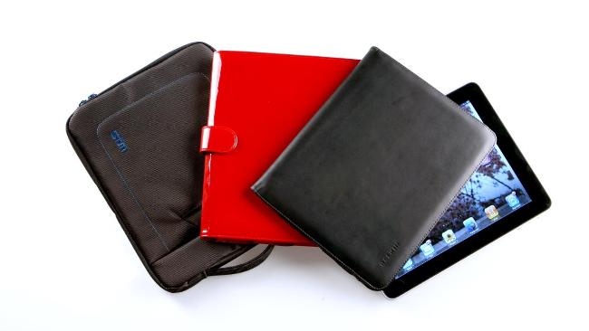 STM Jacket ($AUD49.95), Cygnett Glam iPad ($AUD69.95) and Belkin Leather Folio for iPad ($AUD69.95). Picture: Mark Cranitch.