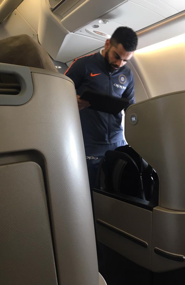 Indian captain Virat Kholi flying from Melbourne to Sydney in business class.