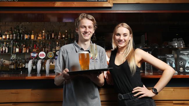 Customs House Hotel bartenders Ryan Boyes and Holly Spencer. Picture: NIKKI DAVIS-JONES