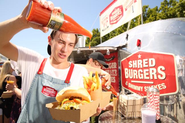 The Taste of Tasmania. Dish of the day. Theo Kessler from Shred burgers and shimmy shakes. With a Tasmanian shredded beef burger, fries and shake. Picture: EDDIE SAFARIK