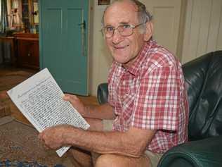 PIECE OF HISTORY: Glen Natalier poses with a letter from his relative, Franz Natalier, written in 1947. Picture: Dominic Elsome