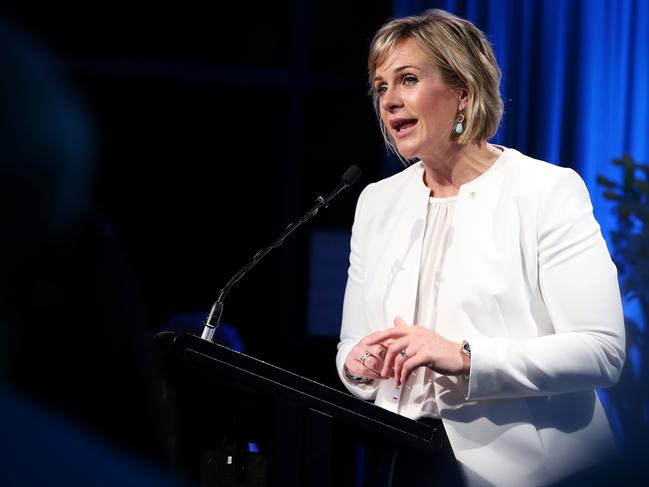 Independent candidate Zali Steggall delivers her acceptance speech after winning the seat of Warringah on May 18. Picture: Lisa Maree Williams/Getty Images