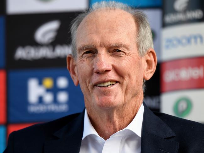 South Sydney Rabbitohs head coach Wayne Bennett is seen during a press conference at Redfern Oval in Sydney, Monday, January 13, 2020. Latrell Mitchell has signed a one-year deal with South Sydney Rabbitohs. (AAP Image/Bianca De Marchi) NO ARCHIVING