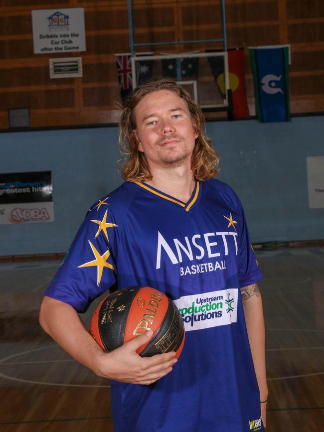 Ansett's Matty Hunt at the 2021 Darwin Basketball League season launch. Picture Glenn Campbell