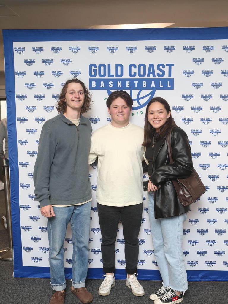 Gold Coast Rollers host the Logan Thunder in the first elimination final of the NBL1 North conference finals. Xandy Dettl, Henry Wunsch and Noni Flint 12 August 2022 Carrara. Picture by Richard Gosling