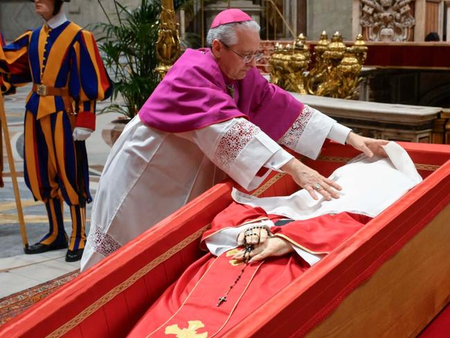 The coffin was officially sealed on Saturday. Picture: Vatican Media via NewsWire