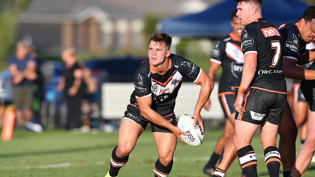 Wests Tigers hooker Jake Simpkinhas been killing it in reserve grade and is finally set to make his NRL debut. Picture: NRL Photos.