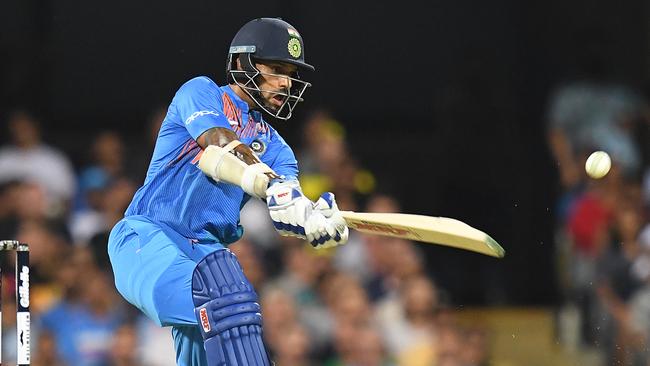 Shikhar Dhawan blasted 76 from 42 balls for India. Picture: AAP