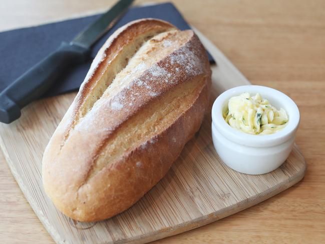 The Riverfront Motel’s crusty Cob loaf with garlic butter. Picture: Nikki Davis-Jones