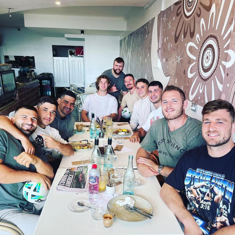 Rabbitohs players seemed to benefit from Demetriou’s unusual ‘bonding’ exercise. Picture: Instagram